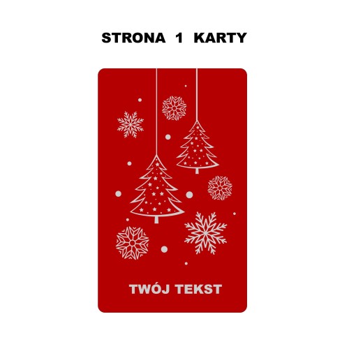 Świąteczna karta do portfela z grawerem czerwona metalowa prezent dla niego pod choinkę