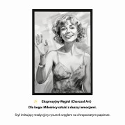 Portret ze zdjęcia Ekspresyjny Węgiel artystyczny rysunek z głębokim cieniowaniem i fakturą