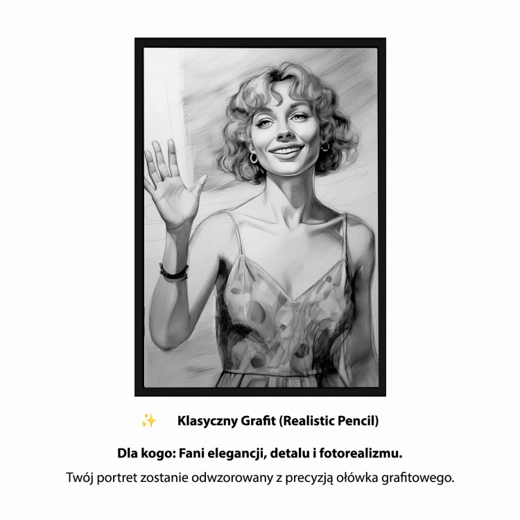 Portret ze zdjęcia Klasyczny Grafit realistyczny szkic ołówkiem fotorealizm i detale