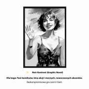 Portret ze zdjęcia Noir Kontrast mocna grafika czarno biała styl komiksowy i filmowy