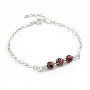 Srebrna bransoletka z naturalnym czerwonym jaspisem jasne srebro 925 zbliżenie na ceglaste kamienie