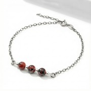 Bransoletka srebro oksydowane z czerwonym jaspisem styl vintage przyciemniane srebro i czerwony kamień