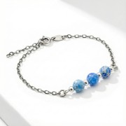 Bransoletka srebro oksydowane z niebieskim jaspisem styl vintage przyciemniane srebro i morski kamień