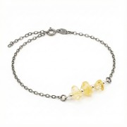 Bransoletka srebro oksydowane z cytrynem styl vintage przyciemniane srebro i surowe bryłki