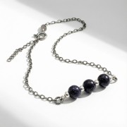 Bransoletka srebro oksydowane Noc Kairu styl vintage przyciemniane srebro i okrągłe kamienie