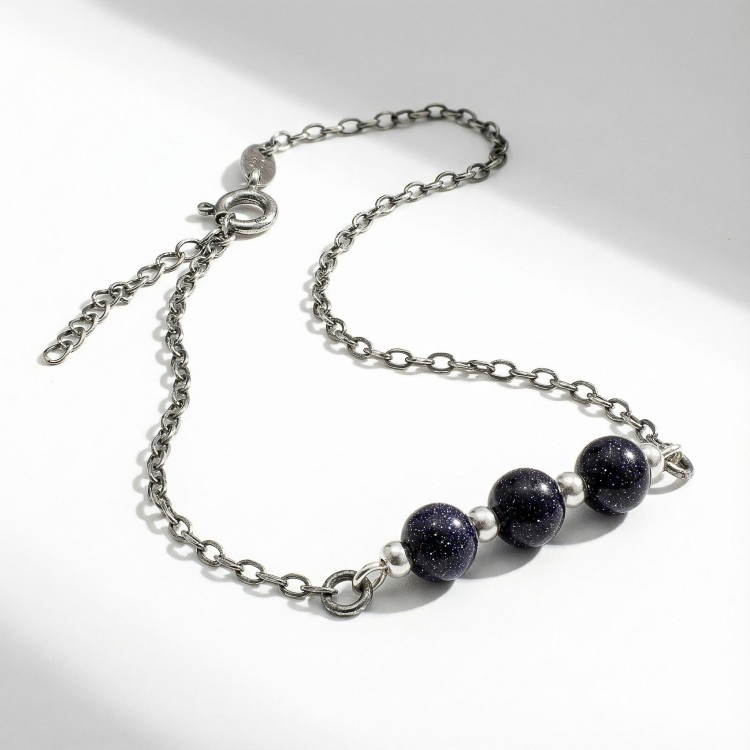 Bransoletka srebro oksydowane Noc Kairu styl vintage przyciemniane srebro i okrągłe kamienie