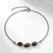 Bransoletka srebro oksydowane z brązowym turmalinem styl vintage przyciemniane srebro i surowe bryłki