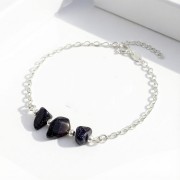 Srebrna bransoletka Noc Kairu jasne srebro 925 granatowe iskrzące bryłki