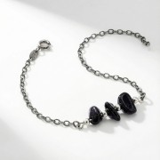 Bransoletka srebro oksydowane Noc Kairu styl vintage przyciemniane srebro i gwieździsty kamień