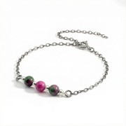 Bransoletka srebro oksydowane z jadeitem styl vintage przyciemniane srebro i zielony kamień