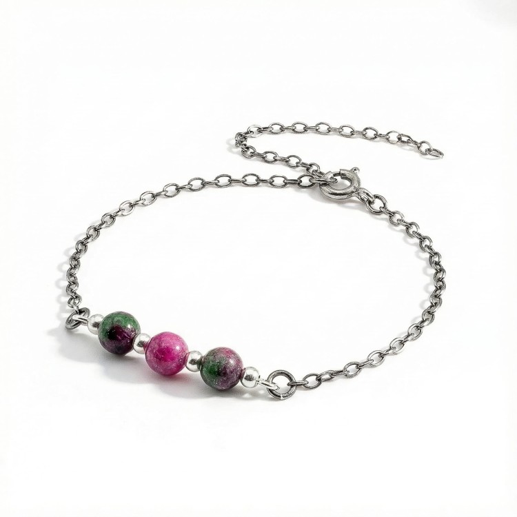 Bransoletka srebro oksydowane z jadeitem styl vintage przyciemniane srebro i zielony kamień