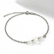 Bransoletka srebro oksydowane z kryształem górskim styl vintage przyciemniane srebro i czysty kamień