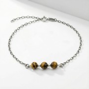 Bransoletka srebro oksydowane z tygrysim okiem styl vintage przyciemniane srebro i złocisty kamień