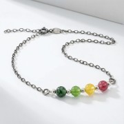 Bransoletka srebro oksydowane z turmalinem multikolor styl vintage przyciemniane srebro i barwne kamienie