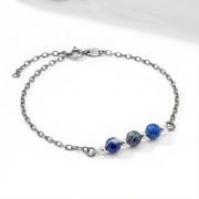 Bransoletka srebro oksydowane z jaspisem styl vintage przyciemniane srebro i kamienie ziemi