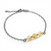 Bransoletka srebro oksydowane z cytrynem styl vintage przyciemniane srebro i złociste kamienie