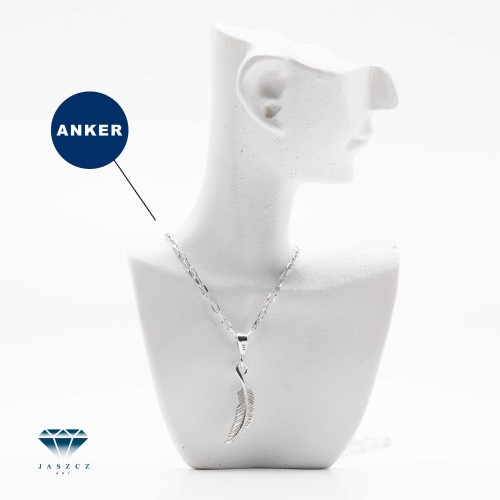 Naszyjnik damski z zawieszką „Piórko” – klasyczne srebro 925 lub srebro 925 pozłacane czystym złotem