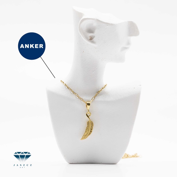 Naszyjnik damski z zawieszką „Piórko” – klasyczne srebro 925 lub srebro 925 pozłacane czystym złotem