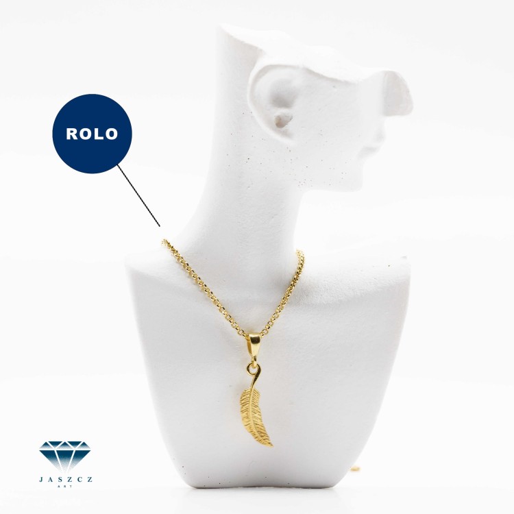 Naszyjnik damski z zawieszką „Piórko” – klasyczne srebro 925 lub srebro 925 pozłacane czystym złotem