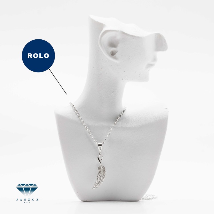 Naszyjnik damski z zawieszką „Piórko” – klasyczne srebro 925 lub srebro 925 pozłacane czystym złotem